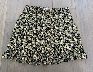 SO Good For Life Floral Mini Skirt Black Purple Green Yellow Medium thumbnail 1