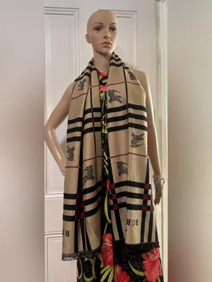 Burberry Black, Red & Cream Plaid Logo Scarf NWT thumbnail 8