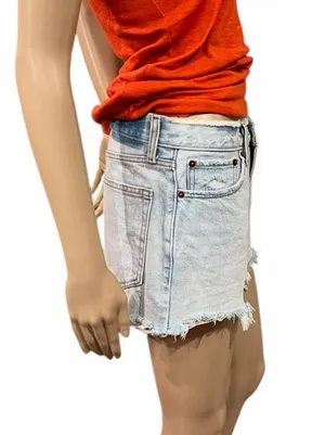 Abercrombie & Fitch ANNIE HIGH RISE SHORT Denim Jean Shorts Raw Hem Size 28/6 thumbnail 3