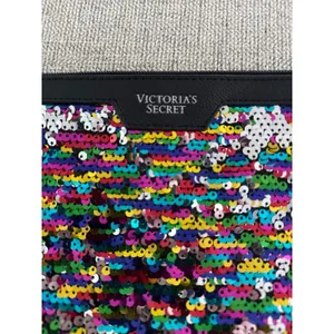 Victoria's Secret colorful‎ sequin sparkle wristlet clutch purse cosmetic bag thumbnail 5