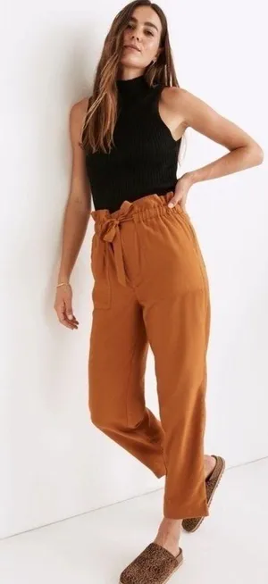 Madewell Women's Dunaway Paperbag Waist Pants Size L thumbnail 2