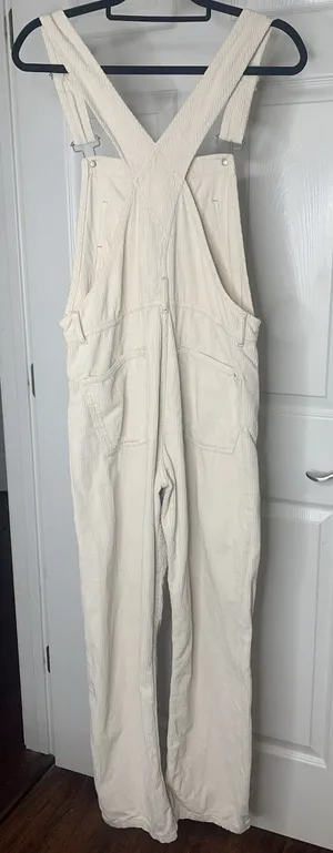 Free People We The Free Ziggy Corduroy Overalls Sz XS Cream Tan thumbnail 3