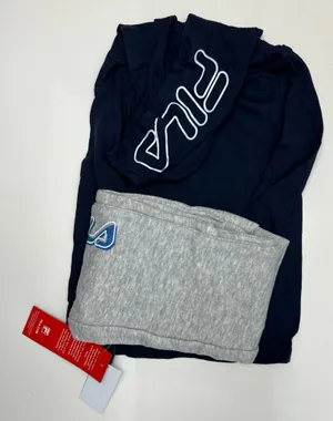 Fila little boys 2 pcs jogger with hooded pullover, 2 side slip pockets, long sleeve pullover with kangaroo pocket. size 4 Navy/grey thumbnail 3