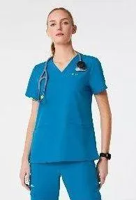 FIGS Women's Extreme Blue Casma™ - Three Pocket Extremes Scrub Top thumbnail 3
