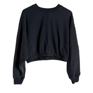 Alo Yoga Devotion Black Cropped Long Sleeve Crewneck Sweatshirt Small thumbnail 2