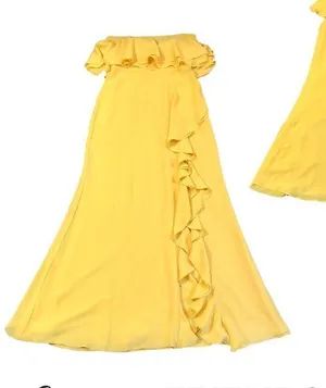 Lovers + Friends Women’s Yellow Strapless Ruffle High Slit in Front Jeadora Gown thumbnail 1