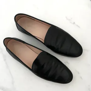 J.Crew Cecile Leather Smoking Slippers Loafers Black 7 Minimalist Classic Flats thumbnail 6