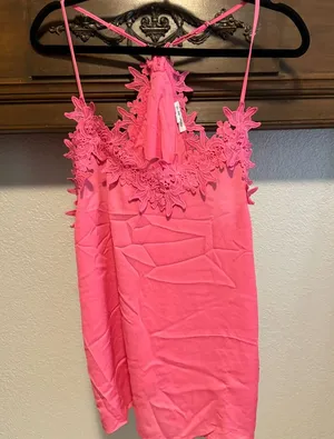 Pink Lace Trim Women's Top thumbnail 1