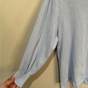 LILLA P rib trim puff sleeve‎ sweater in light blue sz XS thumbnail 3