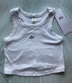 Alo Yoga ribbed crop tank top white thumbnail 2