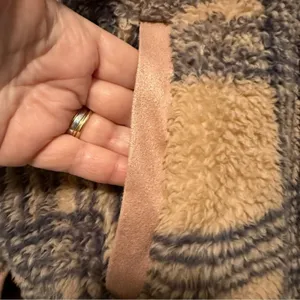 Pink Lily Quarter Zip Pullover Brown Plaid Faux Fur Teddy Sherpa‎ Fleece Women S thumbnail 3