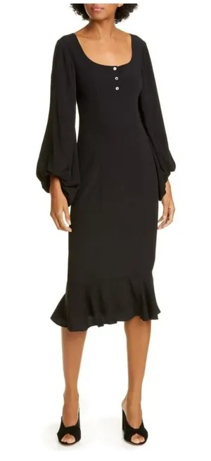 STAUD Lara Balloon Sleeve Midi Dress New with Tags‎ Size 8 thumbnail 1