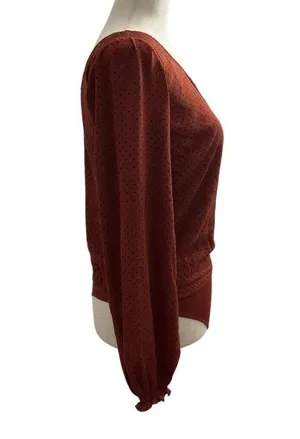 Abercrombie & Fitch Women Size XS Maroon Bodysuit Polka Dot One Shoulder 18-700P thumbnail 5