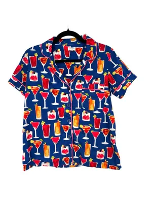 BedHead Mixed Drinks Cocktail Print Pajama Set Short Sleeve Capri Size Small thumbnail 2