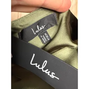 NWT Lulus Exquisitely Chic Olive Green Satin Backless Slip Midi Dress NYE Sz XXL thumbnail 8
