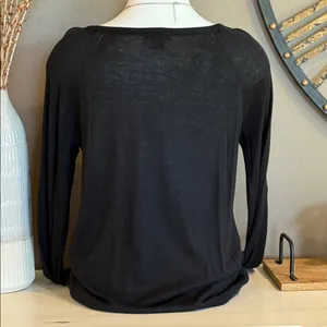 METAPHOR Lightweight Black Cotton Blend Button Up Cardigan Lace NWT Size Large thumbnail 6