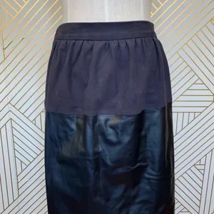 Zara Basic Black Faux Suede Leather Pencil‎ Skirt thumbnail 2