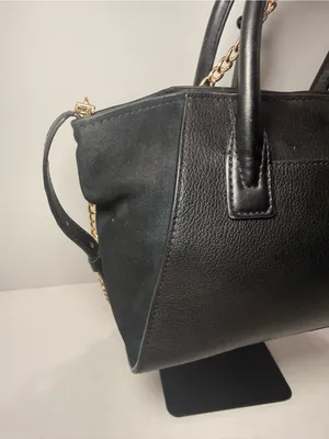 Michael Kors Avril Small Black Pebbled Leather & Suede Satchel thumbnail 7