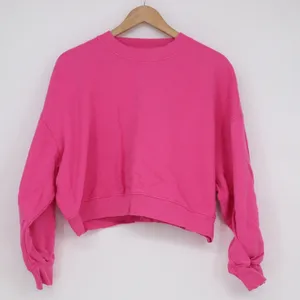 Old Navy Womens Hot Pink Cropped Sweatshirt Relaxed Crew Neck Fleece Medium thumbnail 2