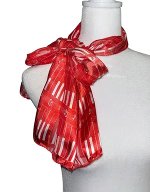 Red musical Patterned Women's Neck Scarf thumbnail 1