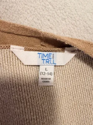 Time & Tru Lightweight Camel Open-Front Women's Sweater Cardigan thumbnail 3