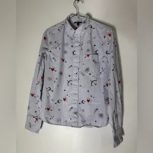 Topshop Long 2 Piece Collar Button Down Pajamas Set Hearts Size‎ 4 thumbnail 5