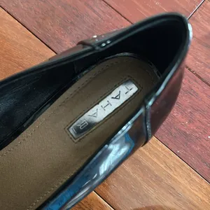 Tahari Black Patent Leather Loafers Goth Preppy Academia Twee Size 8.5 Tina thumbnail 5