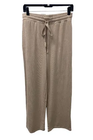 NWT Finnleys Brushed Lounge Pants MEDIUM Beige Wide Leg Elastic Waist Casual thumbnail 1