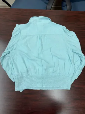 Maeve by Anthropologie Light Blue Rosa Swiss Dot Banded Bottom Blouse- Large thumbnail 4