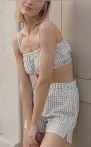 NWT Laude The Label Gingham Bandeau Cotton Shorts Set XS thumbnail 1