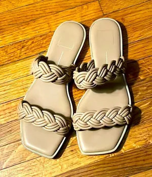 Dolce Vita Women's Braided Faux Leather 2 Strap Shoe Sandals Tan Beige Size 7.5 thumbnail 1