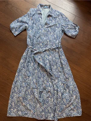 J. McLaughlin Women’s Blue Paisley Shirt Dress - Size Medium - C4-122 thumbnail 1