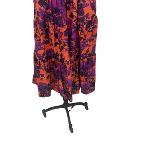 Anthropologie The Somerset Puff-Sleeve‎ Maxi Dress Floral Orange Purple Small thumbnail 6