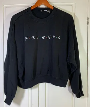 Friends TV Show Logo Sweatshirt Embroidered H&M Divided Black Crewneck Size M thumbnail 1