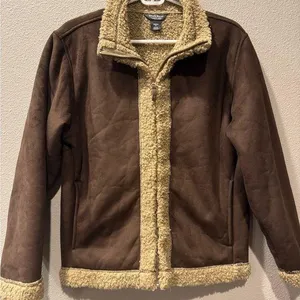 Woolrich Faux Shearling Sherpa Zip Jacket‎ Women’s Medium Brown Coat thumbnail 1