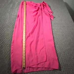 Zara Midi Skirt Womens Small Vibrant Pink‎ Faux Wrap Side Knot Summer thumbnail 7