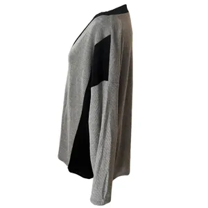 BiBi Womens Colorblock‎ Waffle Knit Thermal V-Neck Top Grey Black White Sz M thumbnail 4