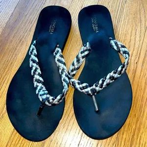 Sonoma Black Braided Thong Flip Flops- Possible Size 8.5/9? thumbnail 1