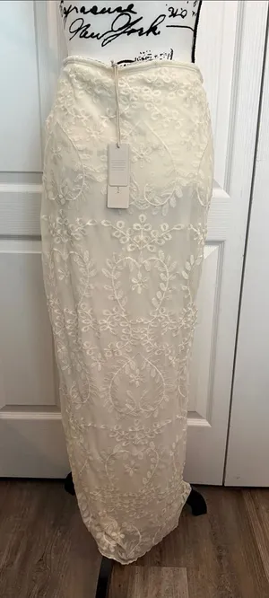 Altar'd State Ivory Embroidered Maxi Skirt thumbnail 1