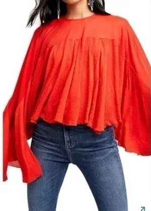 Free People On‎ The Weekend Blouse Persimmon NWT Size Small thumbnail 1