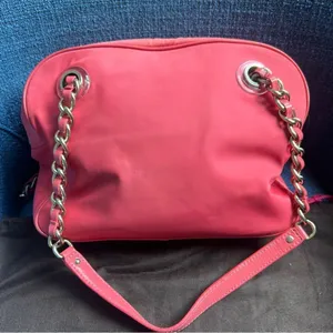 Kate Spade Vintage Jasmine Nylon Satchel Bag Orange Double Gold Chain Purse thumbnail 7