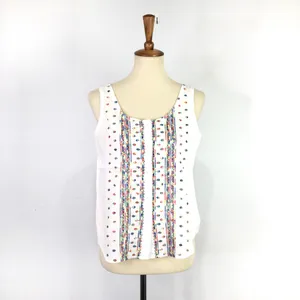 Vintage western embroidered white button up tank top Size Medium 9-10 thumbnail 7