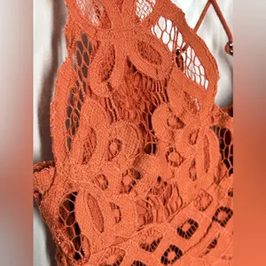 NWT Free People Adella Cami XS Winding Roads Rust Lace Peplum Top thumbnail 8