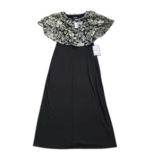 Connected Apparel NWT 39P Black‎ Champagne Floral Lace Capelet Maxi Dress 12 thumbnail 3
