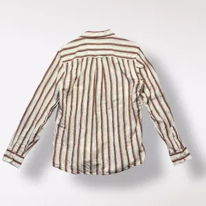 Zara Relaxed Fit Striped Long Sleeve Shirt Womens Size M Brown White‎ thumbnail 7