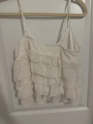 SheIn White ruffle tank top thumbnail 3