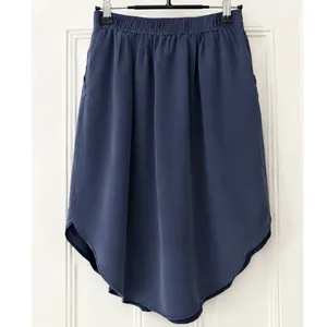 Madewell Silk Island Skirt Navy Pockets Button Front Shirttail Hem Silk XS thumbnail 5