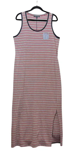 Tommy Hilfiger‎ Tank Maxi Dress Striped Sleeveless Casual Pocket Large Red White thumbnail 1