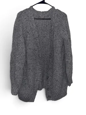 Falls Creek Grey Chunky Knit Cardigan Size L/XL thumbnail 1