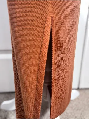 And Now This Knit Maxi Dress S Rust Brown Sleeveless Side Slit Sweater Stretch thumbnail 6